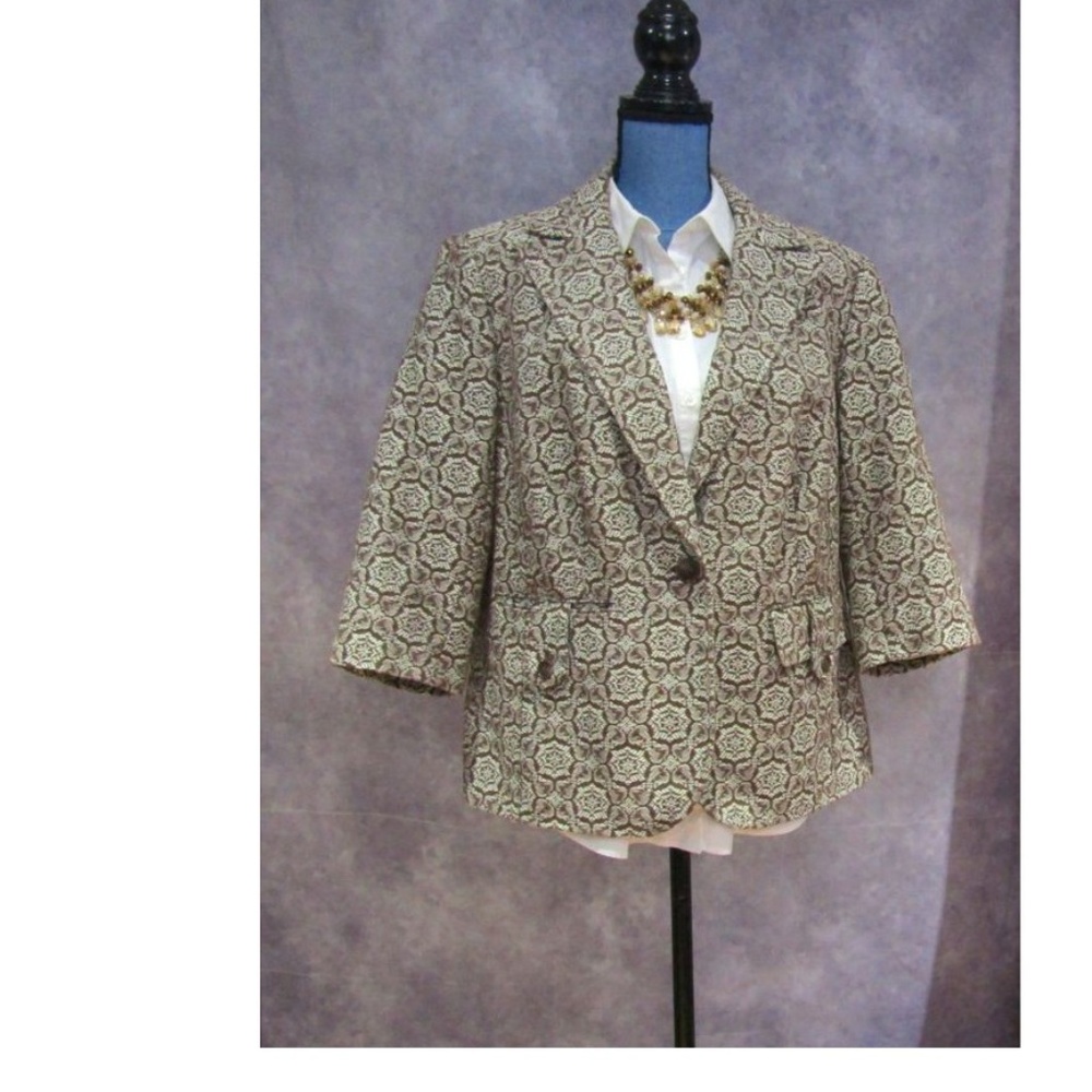 Worthington Woman Brown & White Floral Blazer 18W